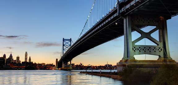 Benjamin Franklin bridge from below