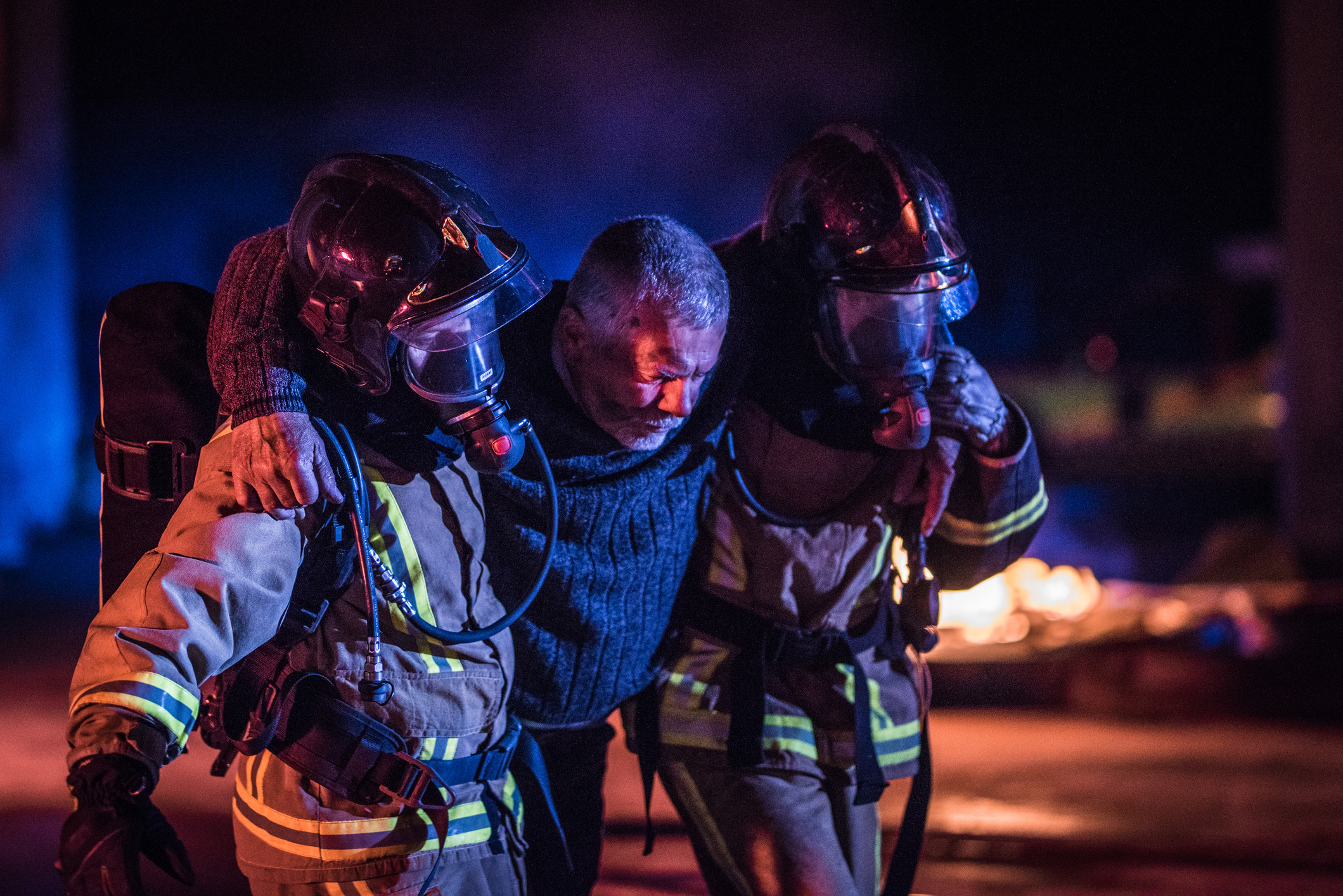 Man injured and affected by a fire
